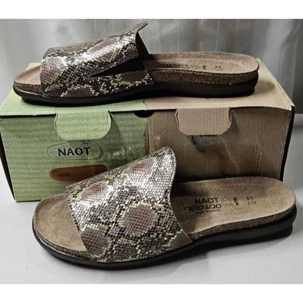 NAOT ‎ Women's Skylar Slide Sandal Golden Python Leather 41/L10